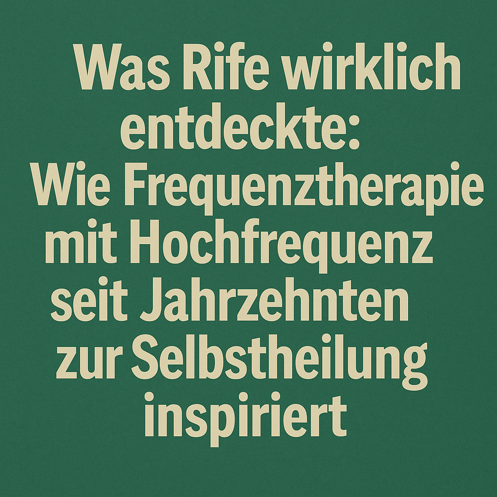 Dr. Rifes wahre Frequenzen – Das vergessene Potenzial der Hochfrequenztherapie
